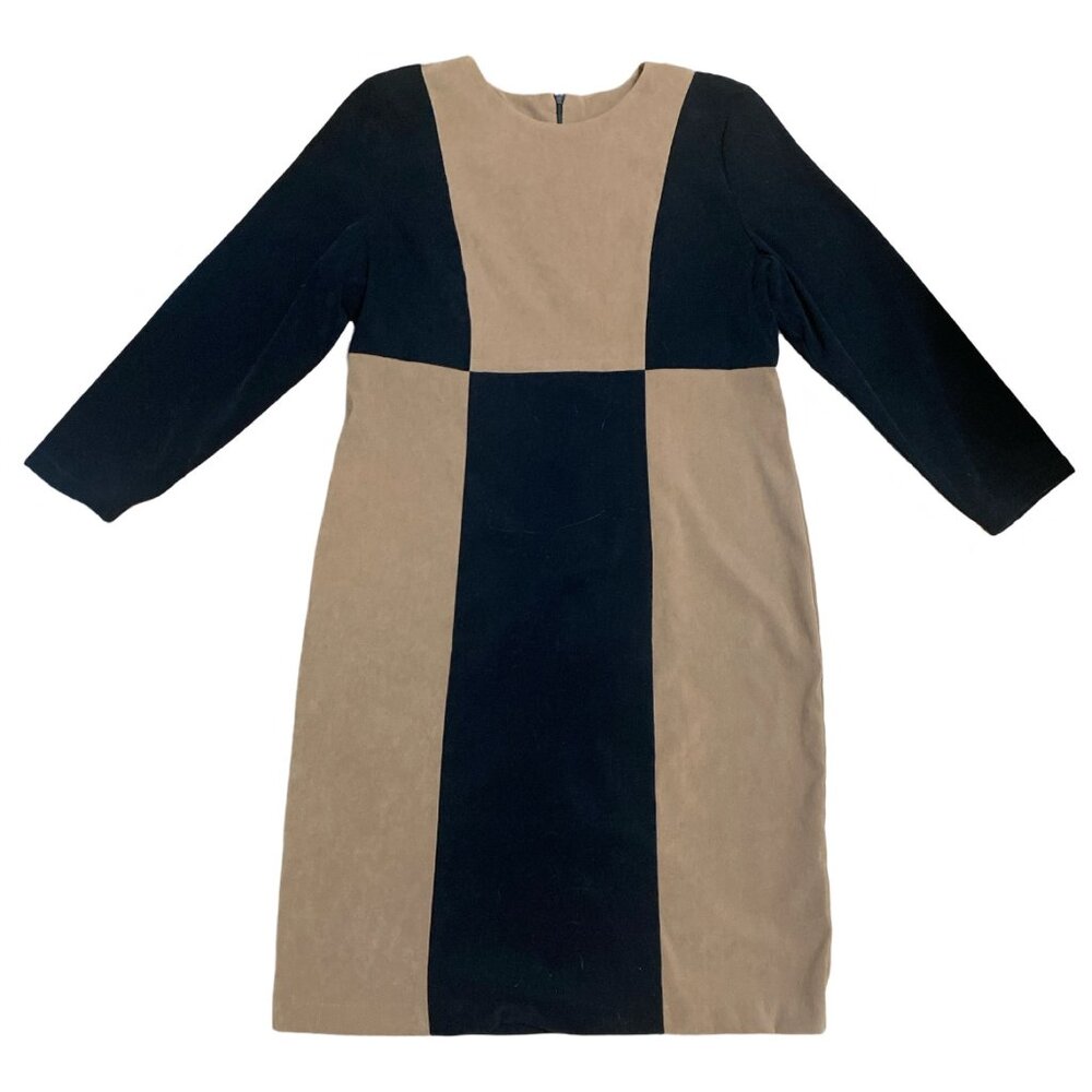 Vintage Bantry Bay faux suede dress 3/4 sleeve colour block